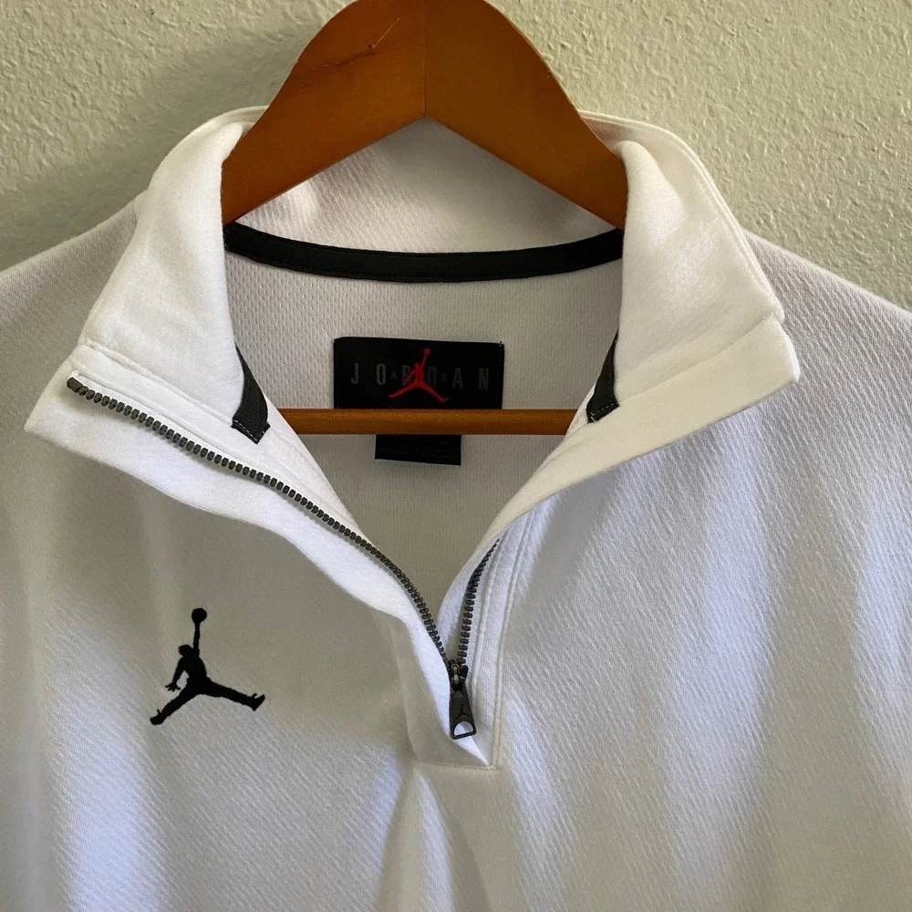 Jordan Dri-FIT Mens Quarter Zip Pullover White Jumpman DQ7917-100 Size S